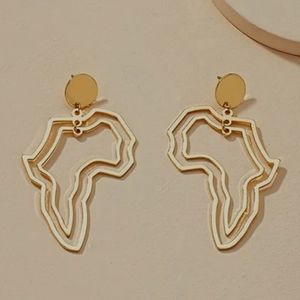 Gold Africa Shaped Earrings
